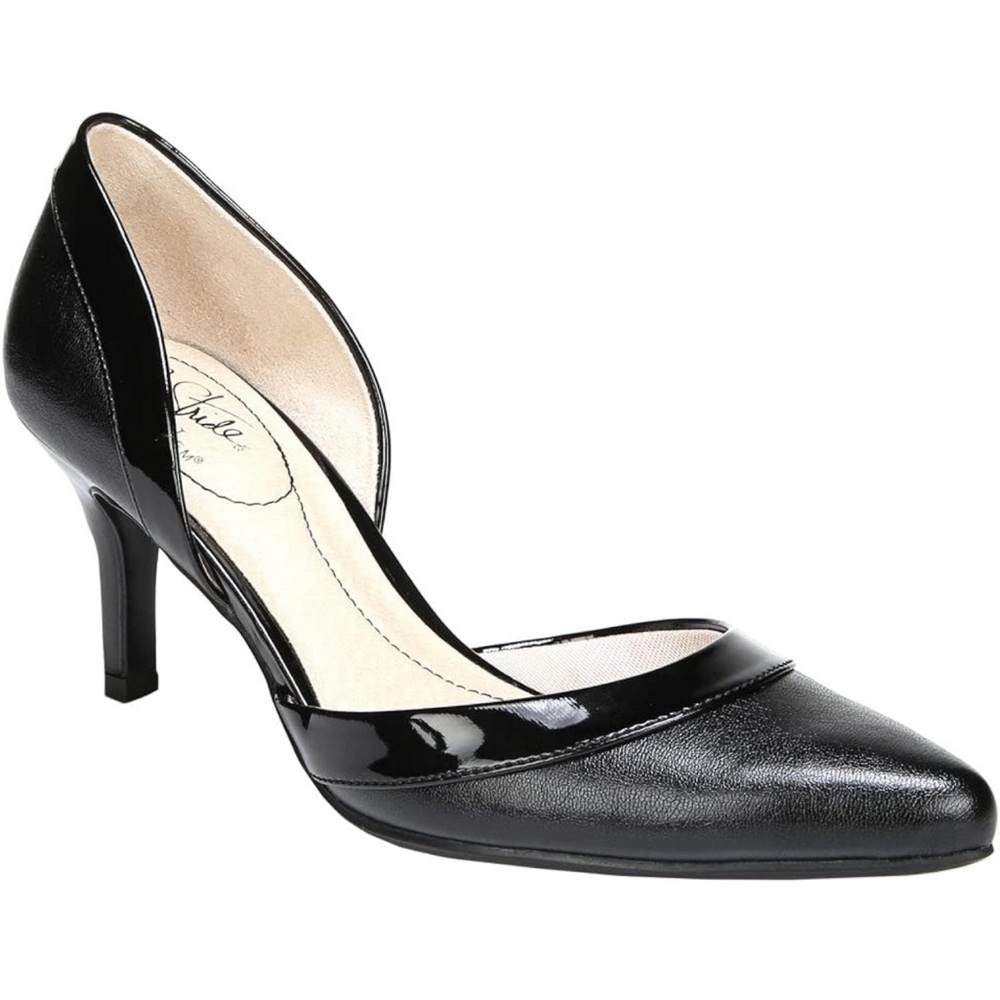 Life Stride Saldana Black Leather Slip On Pump US 9.5M Classic